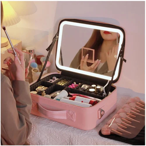 Makeup Travel Bag With LED Mirror