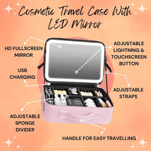 Makeup Travel Bag With LED Mirror